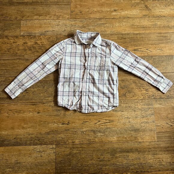 The Children's Place Other - The Children's Place Pink Grey White Plaid Long Sleeve Button Up Shirt Small 5/6